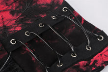 Load image into Gallery viewer, Punk black red tie-dyed covered mesh mini skirt KW207