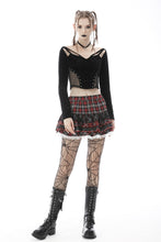 Load image into Gallery viewer, Punk red white plaid mesh sweet cool mini skirt  KW208