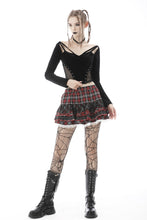 Load image into Gallery viewer, Punk red white plaid mesh sweet cool mini skirt  KW208