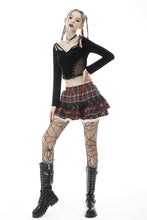 Load image into Gallery viewer, Punk red white plaid mesh sweet cool mini skirt  KW208