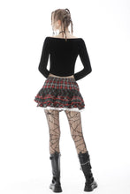 Load image into Gallery viewer, Punk red white plaid mesh sweet cool mini skirt  KW208