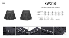 Load image into Gallery viewer, Punk mesh studded flap mini skirt KW210
