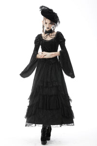 Gothic elegant frilly lace long skirt KW214