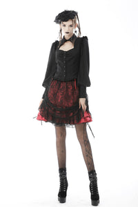 Women lace cover red sexy mini skirt  KW215