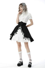 Load image into Gallery viewer, Black white lolita frilly star high waist skirt KW221