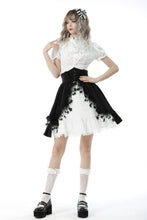 Load image into Gallery viewer, Black white lolita frilly star high waist skirt KW221