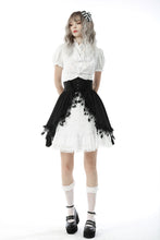 Load image into Gallery viewer, Black white lolita frilly star high waist skirt KW221