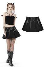 Load image into Gallery viewer, Punk rock chain pleated mini skirt KW222