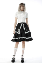 Load image into Gallery viewer, Black lolita white ruffle doll skirt KW223