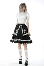 Load image into Gallery viewer, Black lolita white ruffle doll skirt KW223