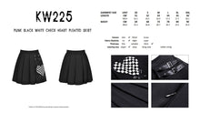 Load image into Gallery viewer, Punk black white check heart pleated skirt KW225