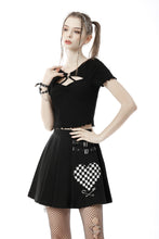 Load image into Gallery viewer, Punk black white check heart pleated skirt KW225