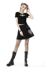 Load image into Gallery viewer, Punk black white check heart pleated skirt KW225