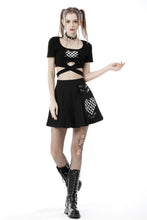 Load image into Gallery viewer, Punk black white check heart pleated skirt KW225