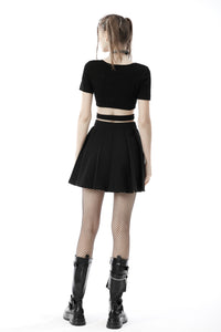 Punk black white check heart pleated skirt KW225