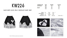 Load image into Gallery viewer, Black white lolita frilly chocolate heart skirt KW226
