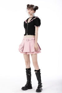 Alternative rebel pink heart bag pleated mini skirt KW231