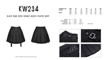 Load image into Gallery viewer, Black punk rock double buckle pleated skirt KW234