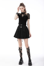 Load image into Gallery viewer, Black punk rock double buckle pleated skirt KW234