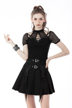 Load image into Gallery viewer, Black punk rock double buckle pleated skirt KW234