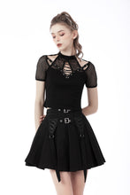 Load image into Gallery viewer, Black punk rock double buckle pleated skirt KW234
