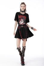 Load image into Gallery viewer, Black red punk rock double buckle pleated skirt KW239