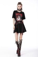Load image into Gallery viewer, Black red punk rock double buckle pleated skirt KW239
