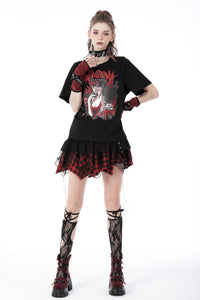 Rebel girl lace plaid irregular mini skirt KW241