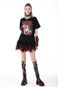 Rebel girl lace plaid irregular mini skirt KW241