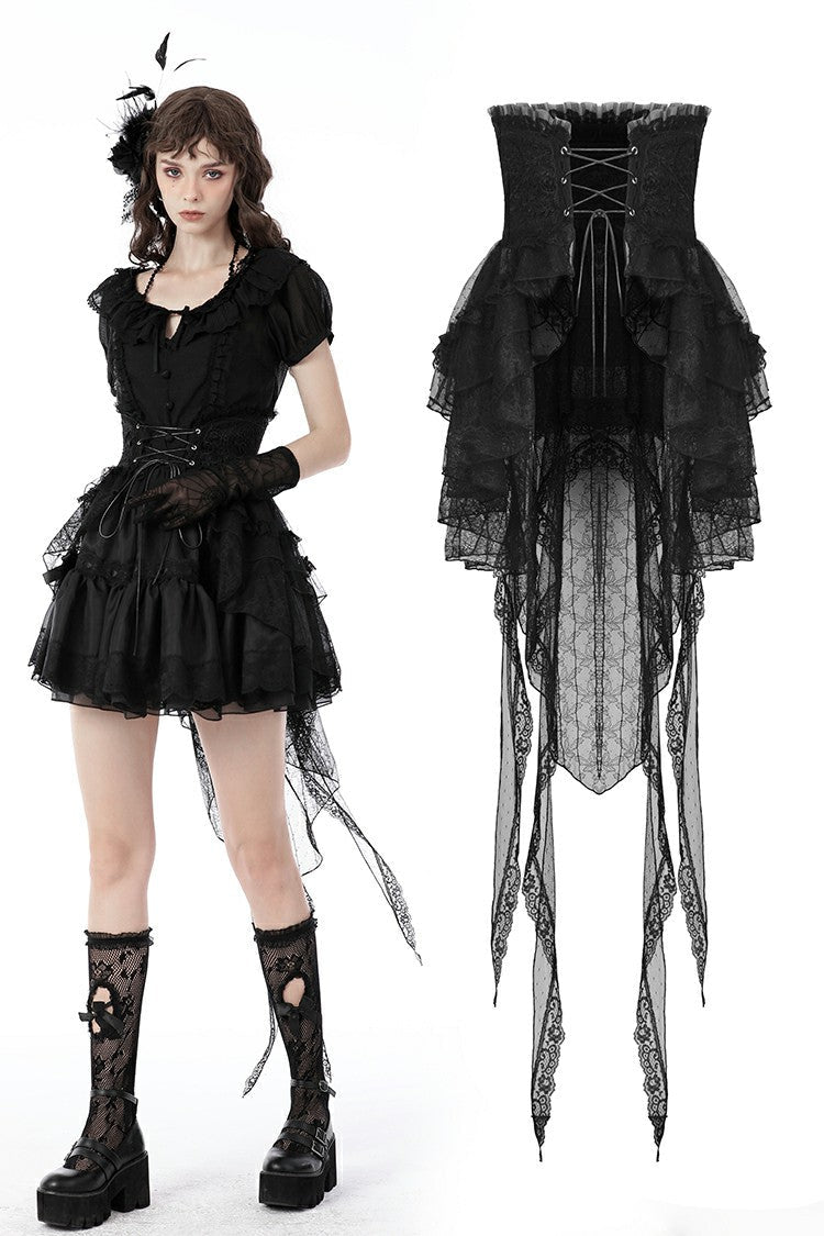 Gothic luxe lace tail high low tunic skirt KW242 – DARK IN LOVE