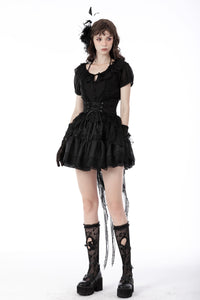 Gothic luxe lace tail high low tunic skirt KW242