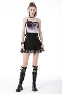 Rock girl studded pleated net mini skirt KW248