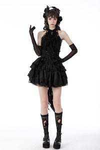 Gothic luxe frilly tail high low tunic skirt KW249