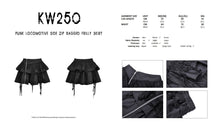 Load image into Gallery viewer, Punk locomotive side zip ragged frilly skirt KW250