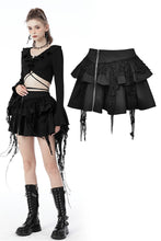 Load image into Gallery viewer, Punk locomotive side zip ragged frilly skirt KW250