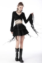 Load image into Gallery viewer, Punk locomotive side zip ragged frilly skirt KW250