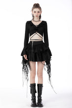 Load image into Gallery viewer, Punk locomotive side zip ragged frilly skirt KW250