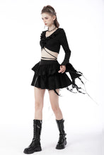 Load image into Gallery viewer, Punk locomotive side zip ragged frilly skirt KW250