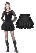 Load image into Gallery viewer, Black elegant lady lace up frilly skirt KW261