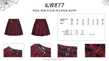 Load image into Gallery viewer, Punk red plaid pleated skirt KW277