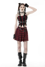 Load image into Gallery viewer, Punk red plaid pleated skirt KW277