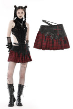Load image into Gallery viewer, Punk devil black red cross check mini skirt KW288