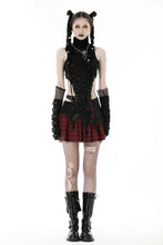 Load image into Gallery viewer, Punk devil black red cross check mini skirt KW288
