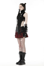 Load image into Gallery viewer, Punk devil black red cross check mini skirt KW288