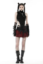 Load image into Gallery viewer, Punk devil black red cross check mini skirt KW288