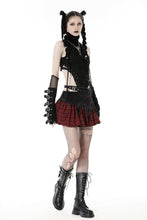 Load image into Gallery viewer, Punk devil black red cross check mini skirt KW288