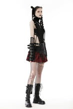 Load image into Gallery viewer, Punk devil black red cross check mini skirt KW288
