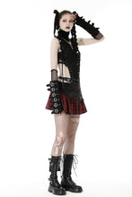 Load image into Gallery viewer, Punk devil black red cross check mini skirt KW288
