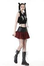 Load image into Gallery viewer, Punk PU red plaid mini skirt KW290