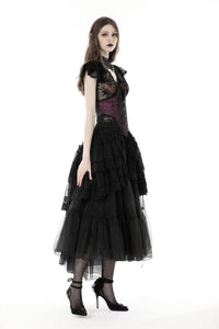 Punk layered frilly high low skirt  KW293
